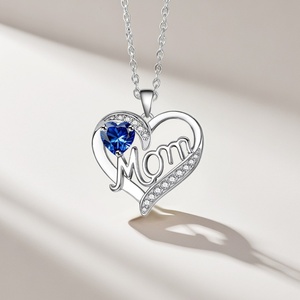 Collar con Colgante en Forma de Corazón, de Acero Inoxidable con Diamantes, Estilo Moderno, Inspirado en el Budismo, Regalo para Mamá, Día de la Madre, Piedra de Nacimiento - Product Image 6