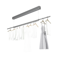 Séchoir à linge électrique mural pour balcon intérieur avec capteur, design à poteau unique, anti-collision, télécommande et LED