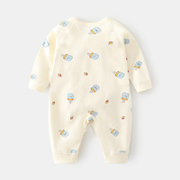 Ademend Zacht Gaas Cartoon Print Baby Kruippak Met Lange Mouwen Romperkleding