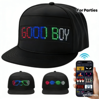 Gorra LED con Luz de Color RGB, Pantalla LED Multilingüe, Gorra de Béisbol con Mensaje Desplazable, Panel de Visualización Luminoso, Gorra LED Intermitente