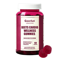 Bonbons gélifiés à l'extrait de poudre de betterave avec logo personnalisé, enrichis en vitamine B12 et CoQ10, pour le bien-être cardiovasculaire