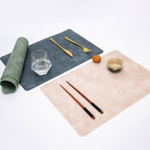 Luxury Rectangle PU Leather <strong>Table</strong> Mats Waterproof Kitchen <strong>Dining</strong> <strong>Table</strong> Coasters Printed Washable Coffee <strong>Placemats</strong> - Product Image 2