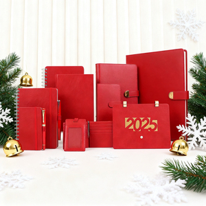 2026 ufficio aziendale oro rosso Travel Pu cuoio raccoglitore di lusso nuovo anno regalo di natale a spirale diario quaderni con penna - Product Image 1