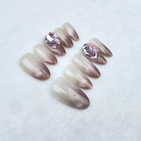 Uñas en forma de almendra estilo francés hechas a mano ABS de alta calidad reutilizables y fáciles de aplicar