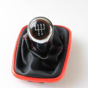 Car <b>Gear</b> <b>Knob</b> Leather Red 5 6 Speeds Ergonomic For Vw Golf - Product Image 1