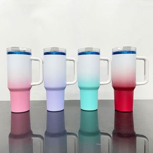 Mugs et gobelets de voyage H2.0 de 40 oz, coloris dégradé rouge et bleu, avec fond plaqué, pour gravure laser - Expédition depuis l'entrepôt américain - Product Image 2