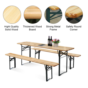 Table de bière en <span class=keywords><strong>bois</strong></span> <span class=keywords><strong>pliable</strong></span> de jardin de pique-nique extérieur de Offre Spéciale 220cm avec 2 bancs pour la vente en gros - Product Image 2