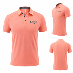 เสื้อโปโลกอล์ฟผู้ชายสีพื้นเรียบ แขนสั้น แห้งเร็ว ระบายอากาศได้ดี สำหรับเล่นกีฬา  พร้อมปักโลโก้ตามสั่ง - Product Image 2