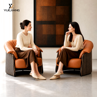 Fauteuil individuel haut de gamme style rétro moderne en cuir véritable fait main pour la maison, le bureau et les hôtels