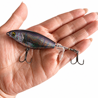 Leurre de pêche LUSHAZER Propeller Tail, leurre dur de surface 80mm 90mm, leurre flottant Plopper pour achigan, brochet, perche, avec hameçon triple