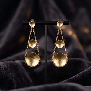 Pendientes de botón con diseño de onda, chapados en oro, de aleación de cobre y latón, hechos a mano, estilo étnico vintage, para regalo de fiesta - Product Image 2