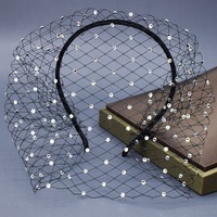 Voilette Cage à Oiseaux de Mariée avec Strass et Bandeau