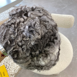 Venta caliente <span class=keywords><strong>Chinchilla</strong></span> Fur Hats Knitted Real Fur Beanie Hat Boinas de invierno para mujeres - Product Image 6