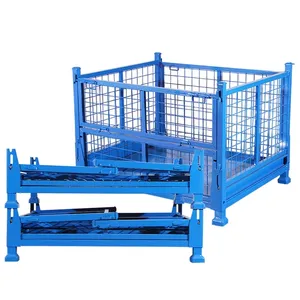 Cage de palette personnalisée de stockage de chiffre d'affaires en métal de grillage pliable pour les boîtes de palette en métal d'entrepôt