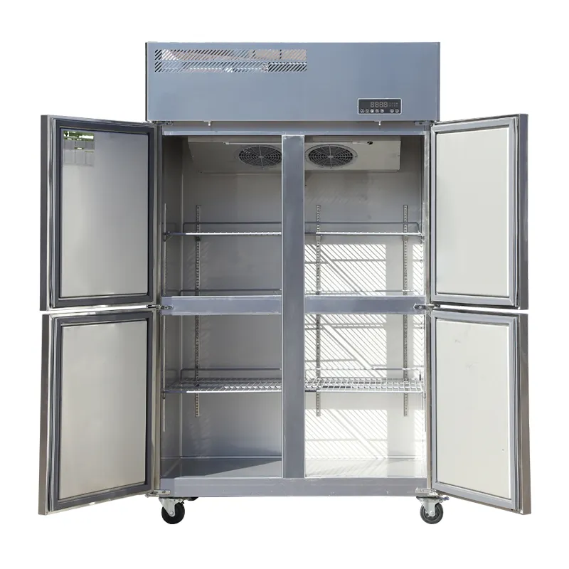 冷蔵4ドア直立冷凍庫ステンレス鋼業務用冷蔵庫および冷凍庫