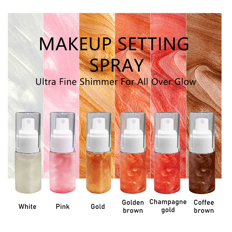 Long Lasting Vegan Glitter Powder Setting Spray Makeup Bottle Private Label Glitter Shimmer Setting Finishing Spray Makeup