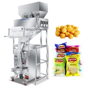 Máquina de embalagem de batatas fritas e grânulos de amendoim, equipamento vertical totalmente automático para pesagem de nozes