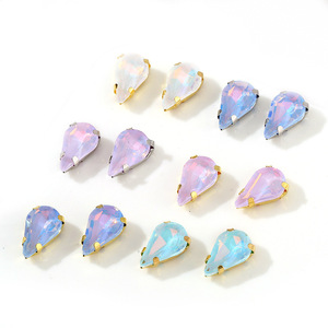Cristales de vidrio en forma de lágrima con corte de pera y orificio para accesorios de joyería DIY 240602 - Product Image 4
