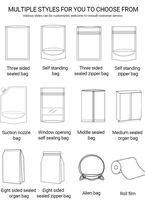 Sachets Mylar Holographiques Personnalisés avec Logo, 3.5g/7g/14g/28g/1lb, à Fermeture Ziplock Découpée, Anti-Odeur, Qualité Alimentaire, pour Lait et Tabac