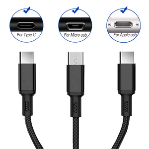 Đa sạc cáp 3 trong 1 bện Max đến 3.1A nhanh hơn Micro USB Loại C Cáp cho iPhone Điện thoại Di động Cáp - Product Image 4