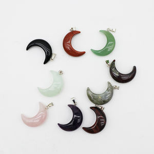 Liontin Batu Permata Chakra Reiki Bentuk Bulan Sabit untuk Pembuatan Perhiasan Kalung Anak-Anak - Product Image 3