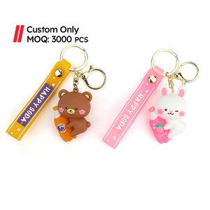 MOQ 3000 Pezzi Omaggi Promozionali Braccialetti in Silicone Ecologici Portachiavi Personalizzati Anime Cartoon Catene per Chiavi in PVC Morbido - Product Image 1
