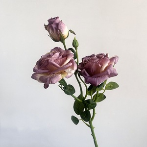 Rosas Artificiales de Seda con Borde Quemado al por Mayor, Rosas Artificiales de Color Polvoriento para Decoración de Bodas y Fiestas en el Hogar - Product Image 3