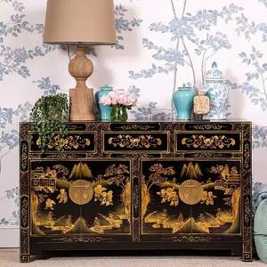 יפה צבוע ביד מלא עץ סיידית בסגנון סיני ארון - Product Image 3