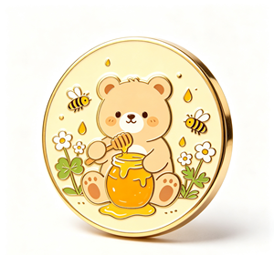 Pin de Solapa de Metal Esmaltado Suave Personalizado, Insignia Redonda de Oso y Abeja de Dibujos Animados para Regalo y Promoción - Product Image 3