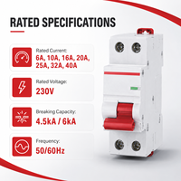 Disjoncteur miniature CDB9 1P 2P 3P 4P 1-80A 230/400V AC 6kA 10kA Courbes B C D Rail DIN MCB