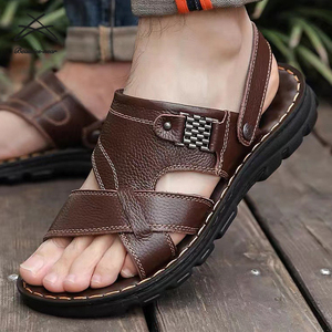 Herren hochwertige Riemen Herren Leder lässig atmungsaktiv Wandersandalen Sommer Mode offener Zeh Sport Bankenschuhe Sandalen - Product Image 2