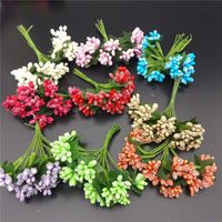 En gros, Pétales de fleurs artificielles en gypse multicolores, double tête, pour bricolage, noyaux de fleurs faits main pour mariage