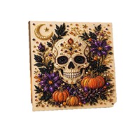 Kit de Peinture Diamant DIY Halloween Style Dessin Animé avec Diamants, Kit Complet d'Outils, Cadre pour Projets d'Artisanat : Crâne, Citrouille, Motifs Floraux