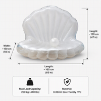 Chaise flottante gonflable en forme de coquillage avec logo personnalisé OEM, transat flottant transparent en PVC pour la vente en gros aux hôtels et complexes hôteliers