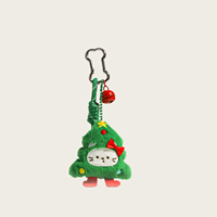 Porte-clés en peluche de Noël avec clochette, mousqueton métallique, pendentif figurine en peluche (homme pain d'épices, Père Noël, sapin de Noël, couronne), breloque de sac
