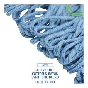 Cabezal de Mopa Manual Boardwalk BWK402BL con Cesta de Plástico, Fibra de Algodón/Rayón, Azul-Mediano, Rectangular, Mango para Limpieza del Hogar, 12/Caja - Product Image 6