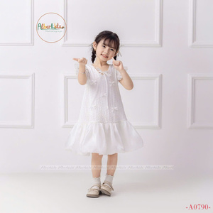 Vestido de Niña con Lazo en el Pecho de Alta Calidad Vestido de Verano para Niña Pequeña Encantador Vestido de Princesa para Bebé - Product Image 1