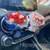 QY - Regalos de Flores Eternas de Lujo para Bodas, Cumpleaños, San Valentín, Decoración para el Hogar y Fiestas, Rosas Naturales Secas, Mini Ramos de Flores Secas