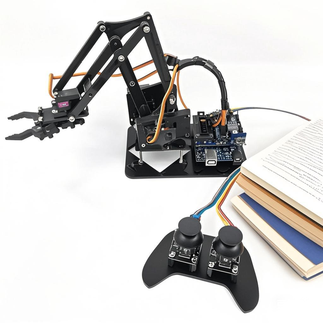 STEM 4DOF Robot Arm Kit Educational DIY Programming Robot with PS2 Control Mechanical Claw Arm R3 Robot Arm Kit