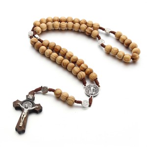 Rosario Cristiano Hecho a Mano con Cuentas de Aleación de Zinc, Cruz y Perlas de Imitación, Plateado en Plata y Madera, Religioso, para Aniversario - Product Image 3