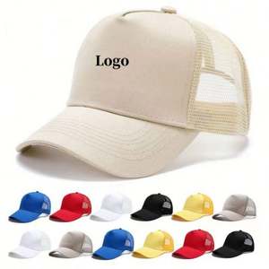 Gorra de Béisbol de Algodón Lisa en Oferta, Gorra Trucker de 5 Paneles de Color Sólido para Adultos, Gorra Trucker de Malla con Logotipo Personalizado Disponible - Product Image 1