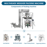 Verticale volautomatische zakvul- en verzegelmachine voor 1 kg, 2 kg, 5 kg koffiebonen, granen, rijst, diepvriesproducten en frites