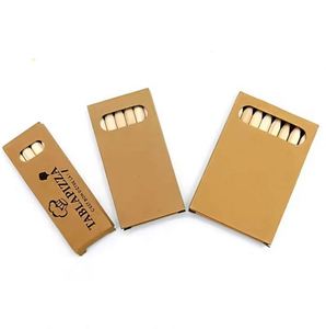 Crayons promotionnels standard en bois naturel, personnalisables avec logo, mini 3,5 pouces, lot de 6, boîte en papier kraft colorée - Product Image 3