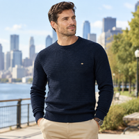 Pull col rond personnalisé OEM pour homme, pull tricoté décontracté chaud automne-hiver, pull tricoté style basique en gros