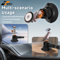 Kit de fixation de caméra de voiture en aluminium CNC 3'' avec ventouse, bras à double rotule et plaque de fixation de téléphone MagSafe avec griffe porte-accessoire
