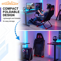 Cockpit de simulation de course pliable avec support de volant, support de levier de vitesses, cadre en acier, siège en tissu pour jeux à domicile
