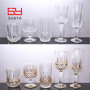 SUNYO Crystal Clear Retro Copos Grand Event Party Supplies Azul Vintage Beber Vinho Cálice Óculos - Product Image 5