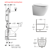 Réservoir de toilette en acier inoxydable, salle de bain au mur, style cigarette dissimulé