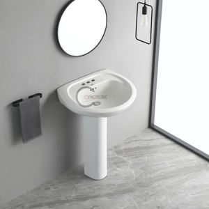 Lavabo colonne en céramique blanc économique pour la décoration de logements locatifs - Product Image 3