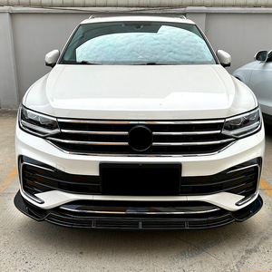 Amp-Z Front Bumper Lip Splitter Piano Black Carbon Fiber Texture For Volkswagen Tiguan L R-Line 2021-2023 Tuning Style - Product Image 3